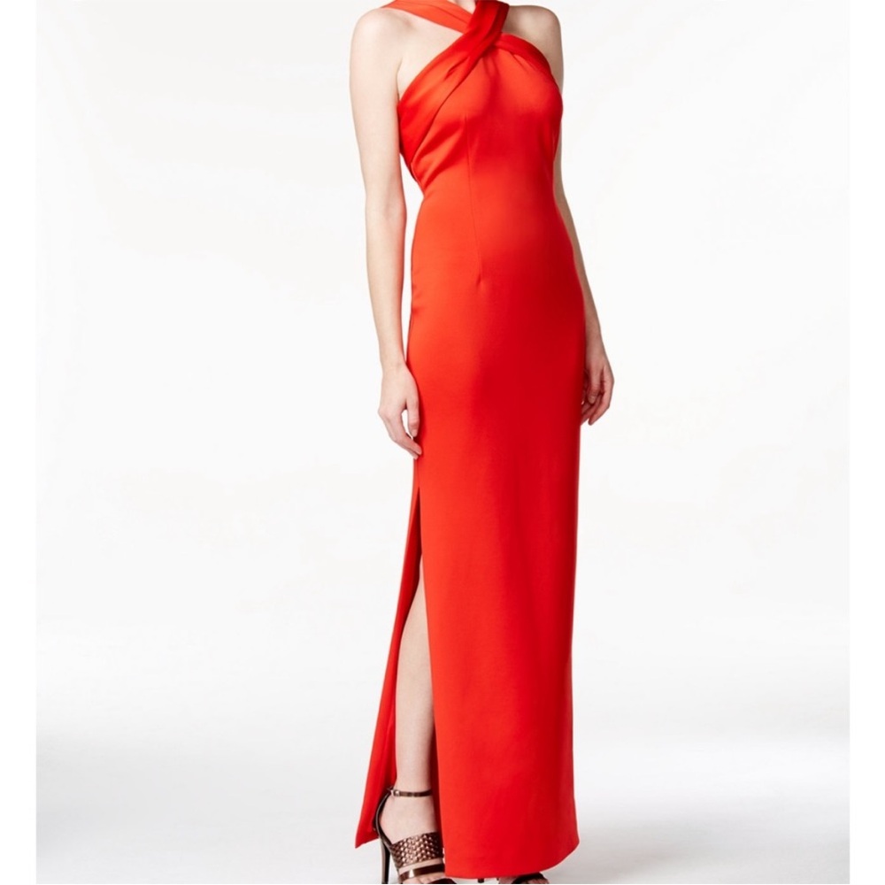 Red Orange Maxi halter dress